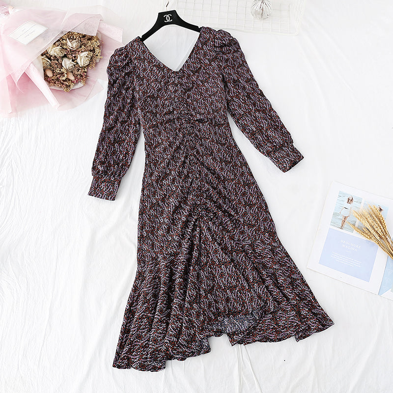 Personalized Ruffle fishtail French retro long skirt 3816