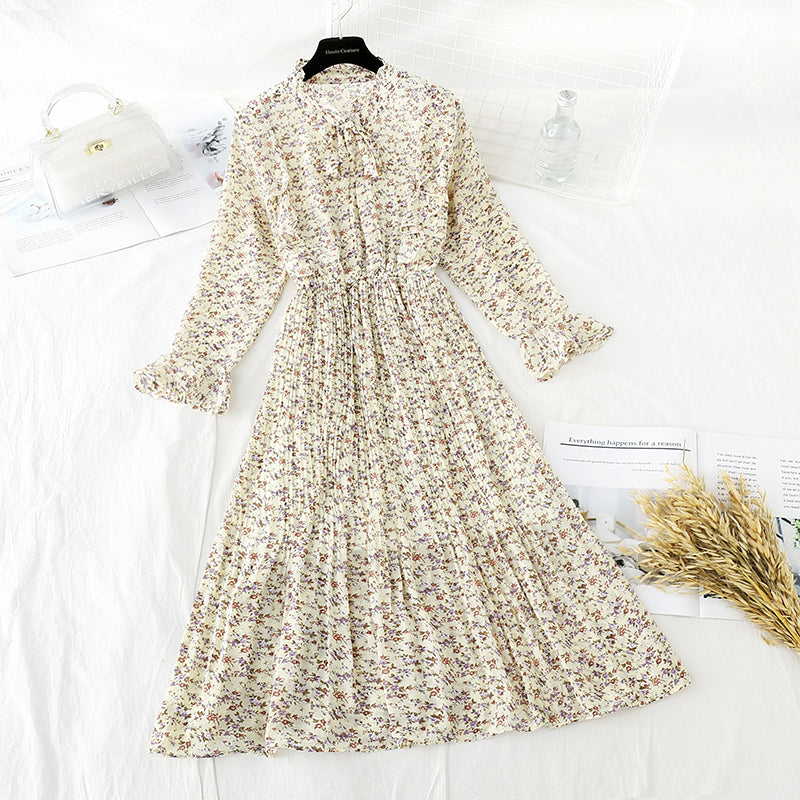 Vintage chiffon skirt with slim waist and ruffle edge 3840