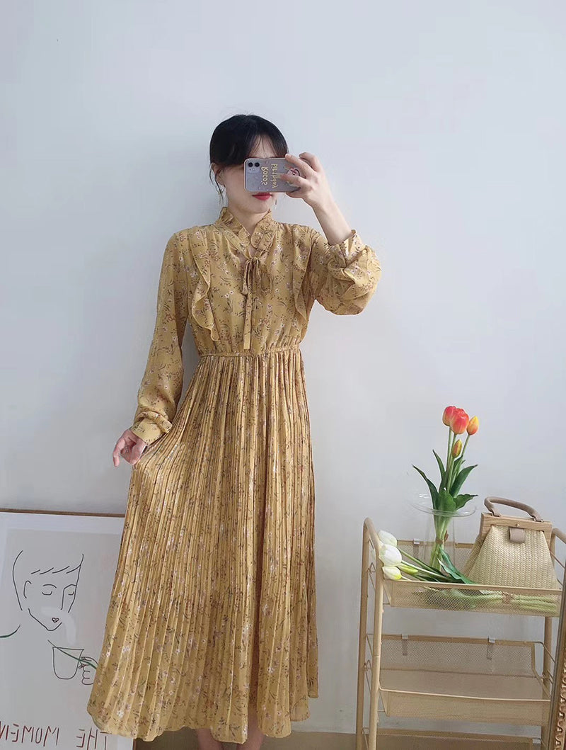 High waist thin fairy gentle wind snow spinning floral skirt 3897