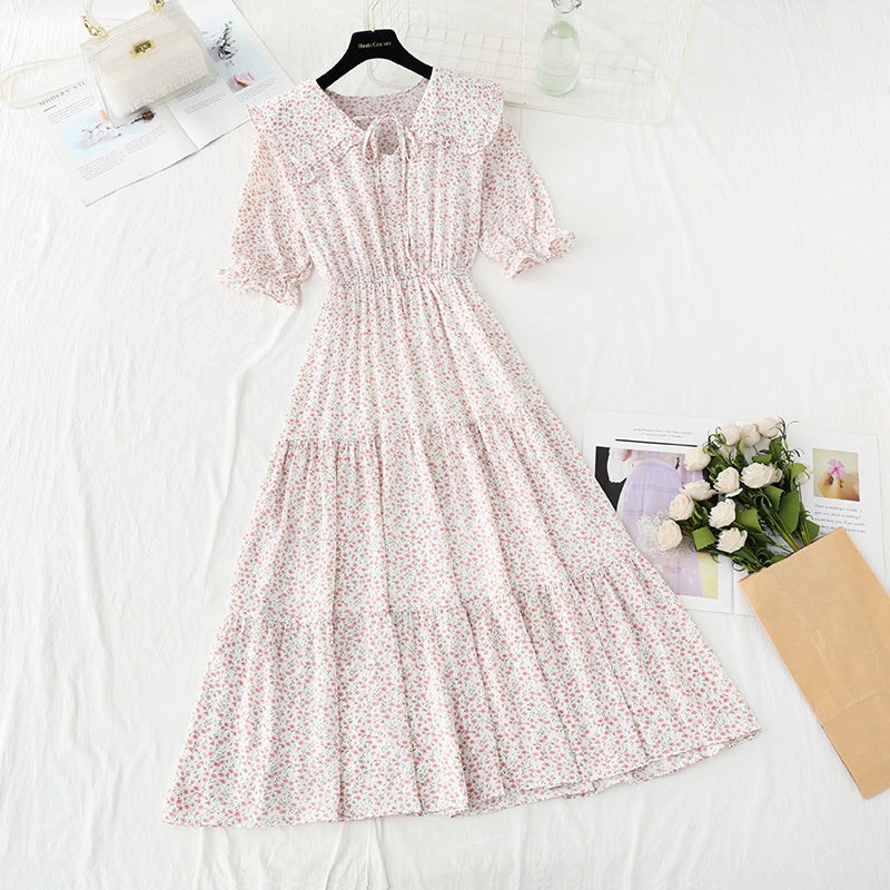 Sweet baby collar floral dress gentle wind and snow spinning dress 4883