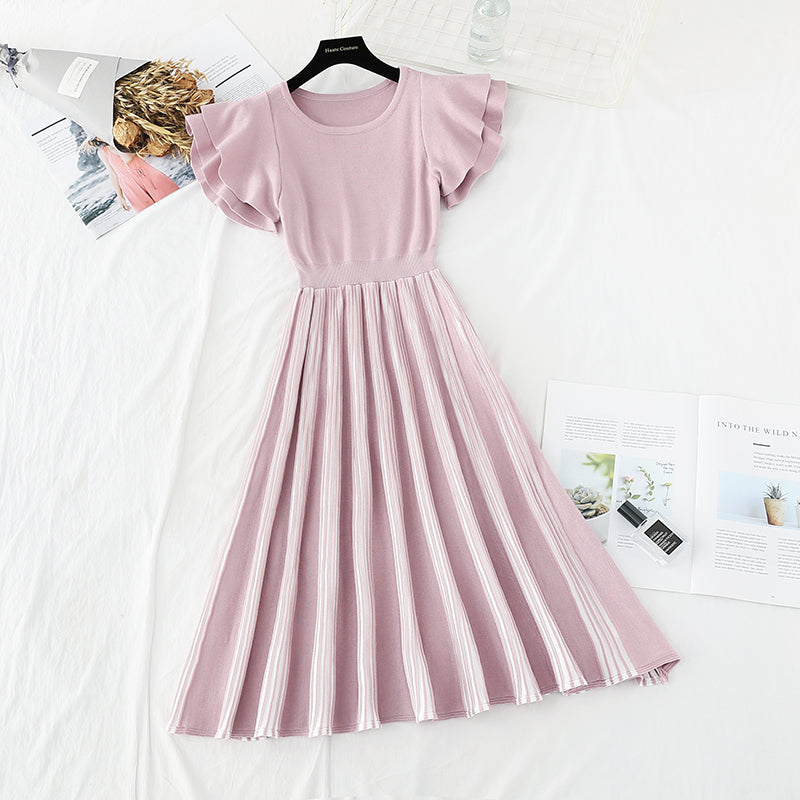 Ice silk thin knitted dress small fragrance temperament goddess style 4678