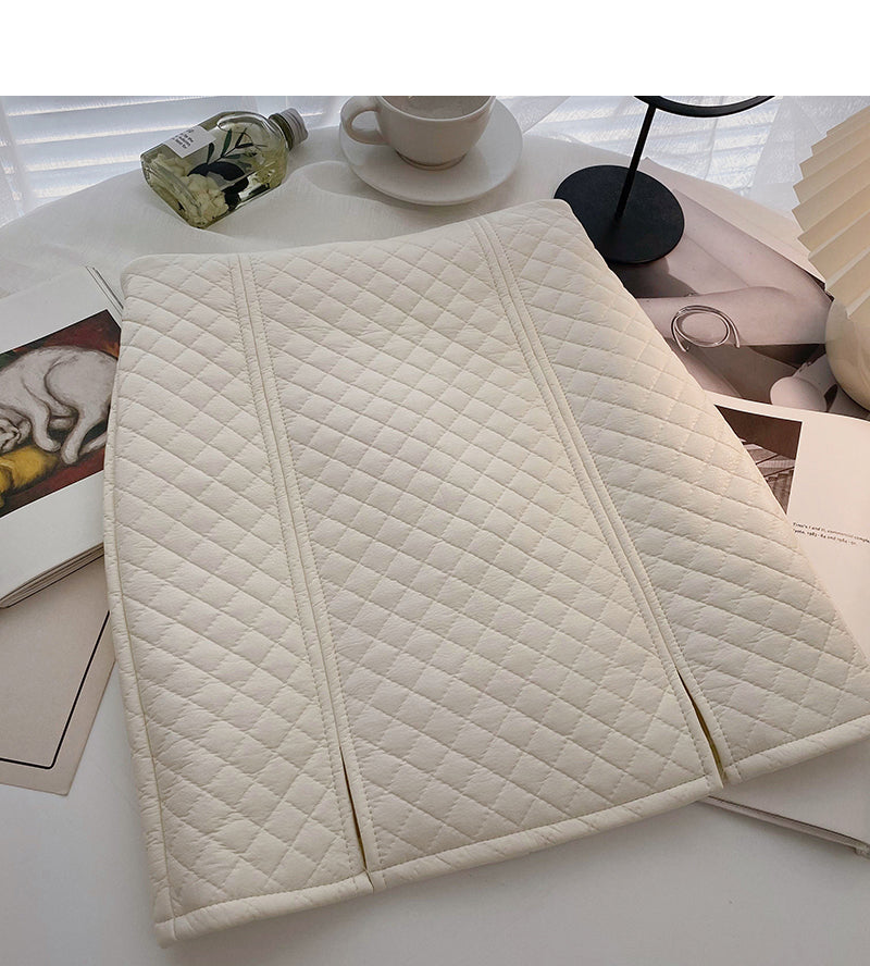 Leather Plaid slim design Hip Wrap Skirt 5484