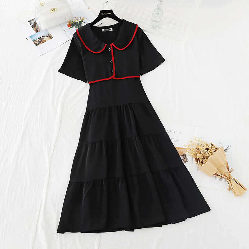 The new waist is slim, gentle and wind fake two-piece skirt 4652