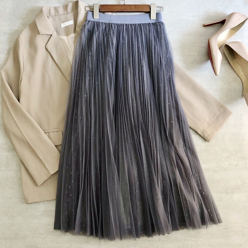 Spring and summer skirt, gilded star net gauze skirt, fairy elegant 3711