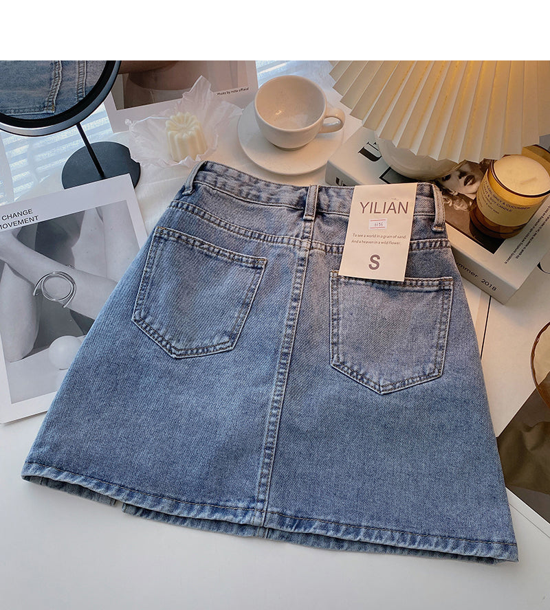 New slim and niche design personalized high waist A-line skirt 5400