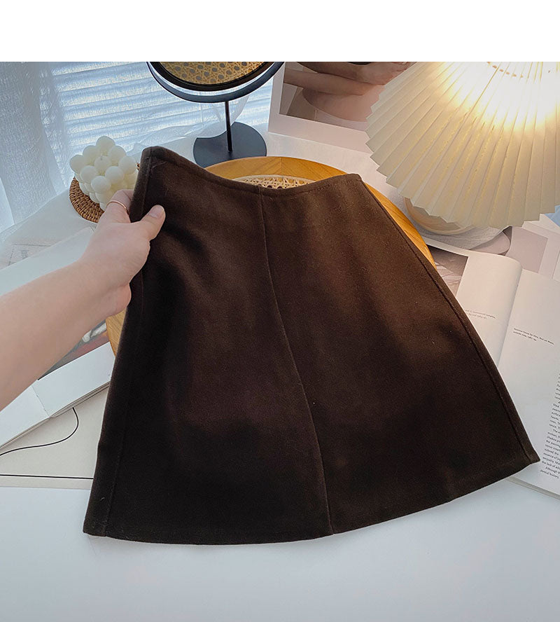 Versatile high waist wrap hip slim A-line skirt 5479