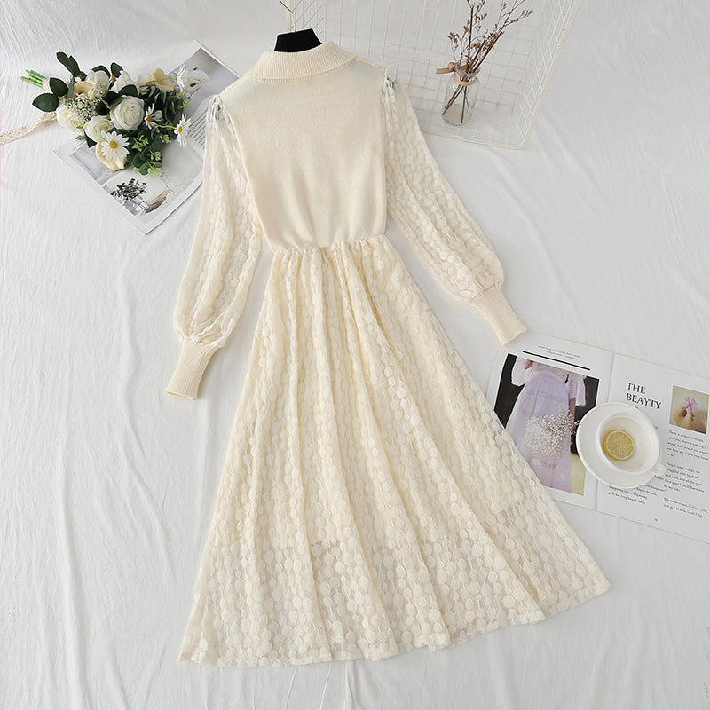 Baby collar dress lace bottomed skirt 4429
