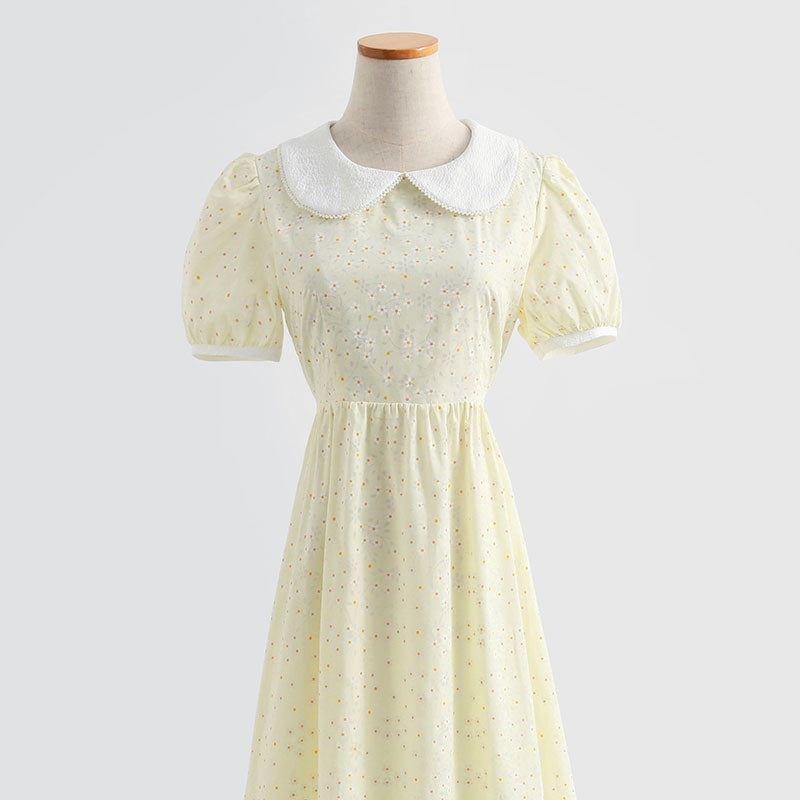 Sweet floral skirt bubble sleeve small A-line skirt 4281