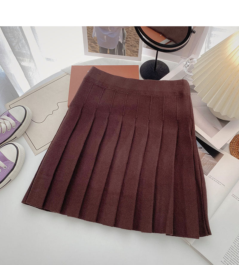 Pleated skirt, versatile knitted A-line high waist skirt 5309