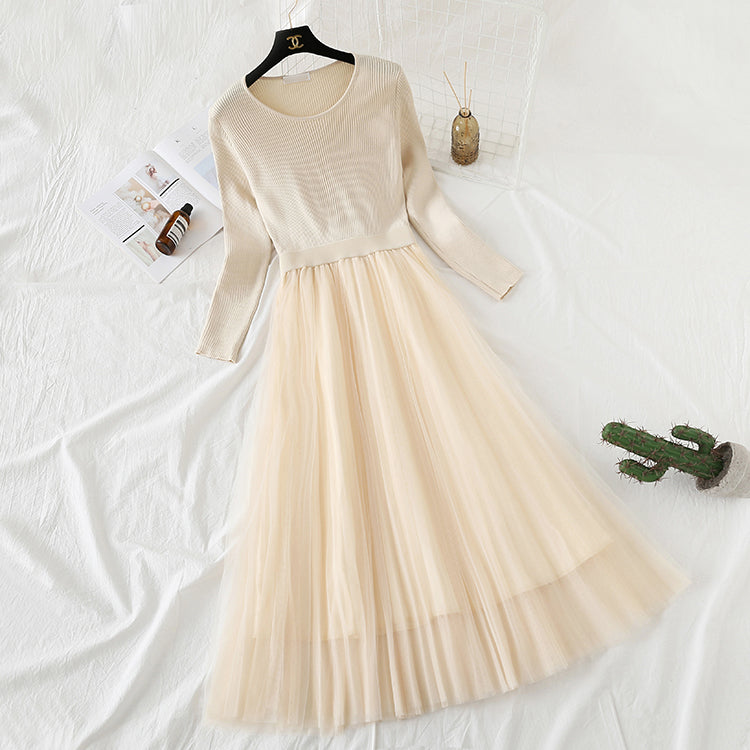 Jupe pull longueur genou à coutures en maille vintage française 4295