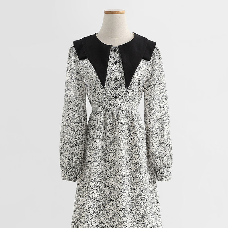 New slim baby collar skirt temperament long sleeve bottomed skirt female 3741