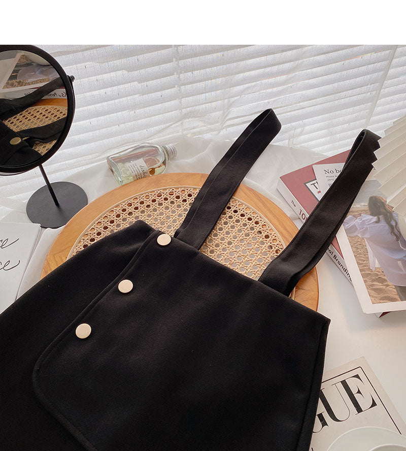 Fashion retro temperament woolen high waist A-line skirt 5499