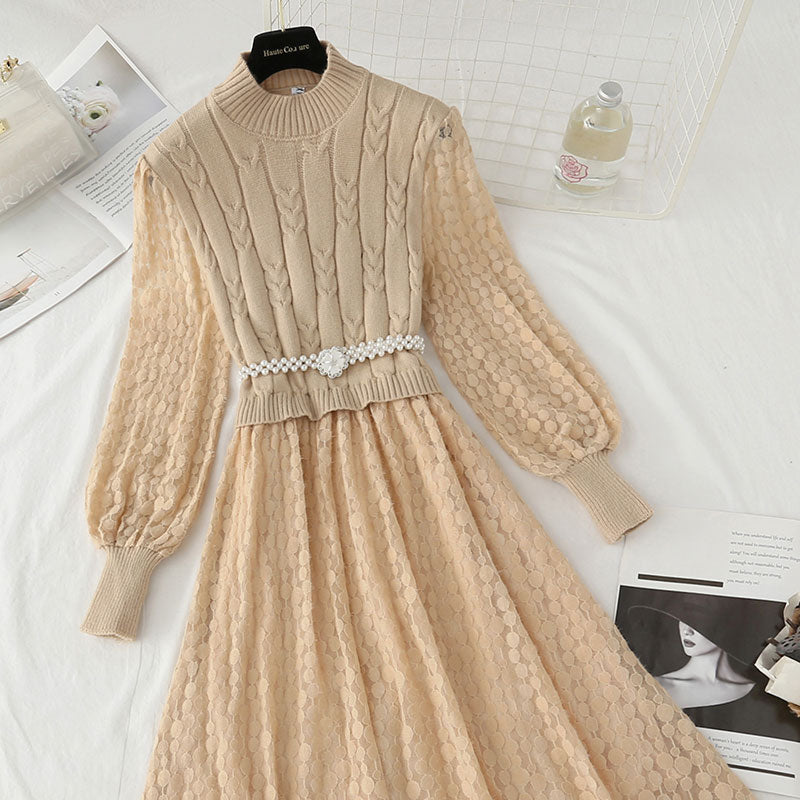 New stitched lace dress with backing skirt 4442