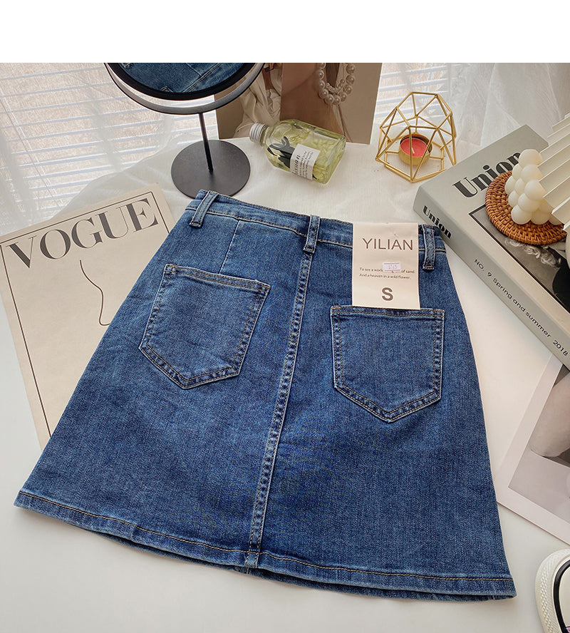 Retro casual denim high waist slim skirt fashion 5604
