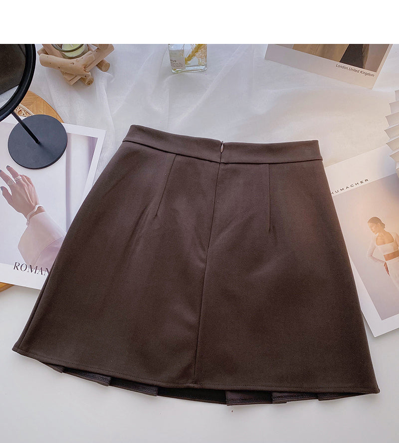 Hong Kong style leisure high waist A-line pleated skirt 5388