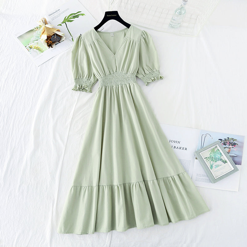 New waist closing slim skirt French fairy Sen long skirt 4618