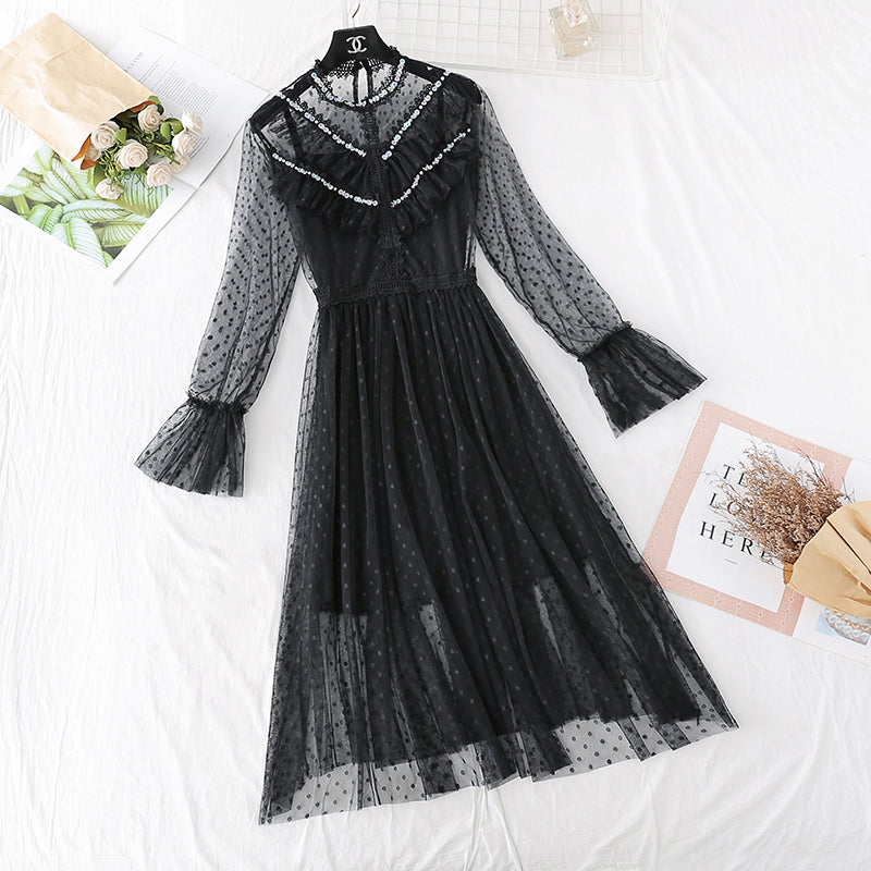 Nouvelle jupe de costume à bretelles fée super xiansen rétro français 4386