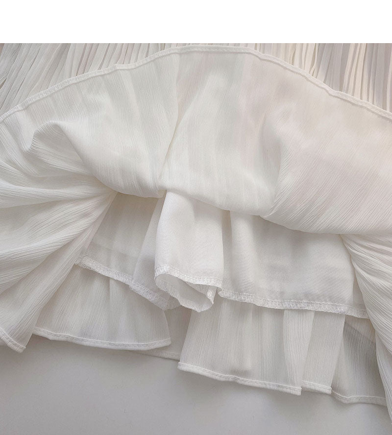 Pleated skirt, women's versatile fashion high waist A-line skirt 5462