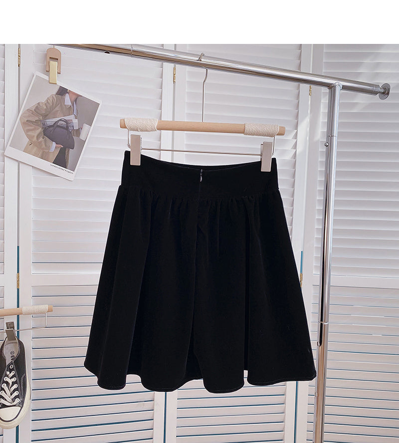 New Korean version small fragrance temperament A-shaped umbrella skirt 5396