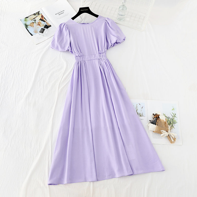 Cotton linen dress with thin waist and gentle style 4185