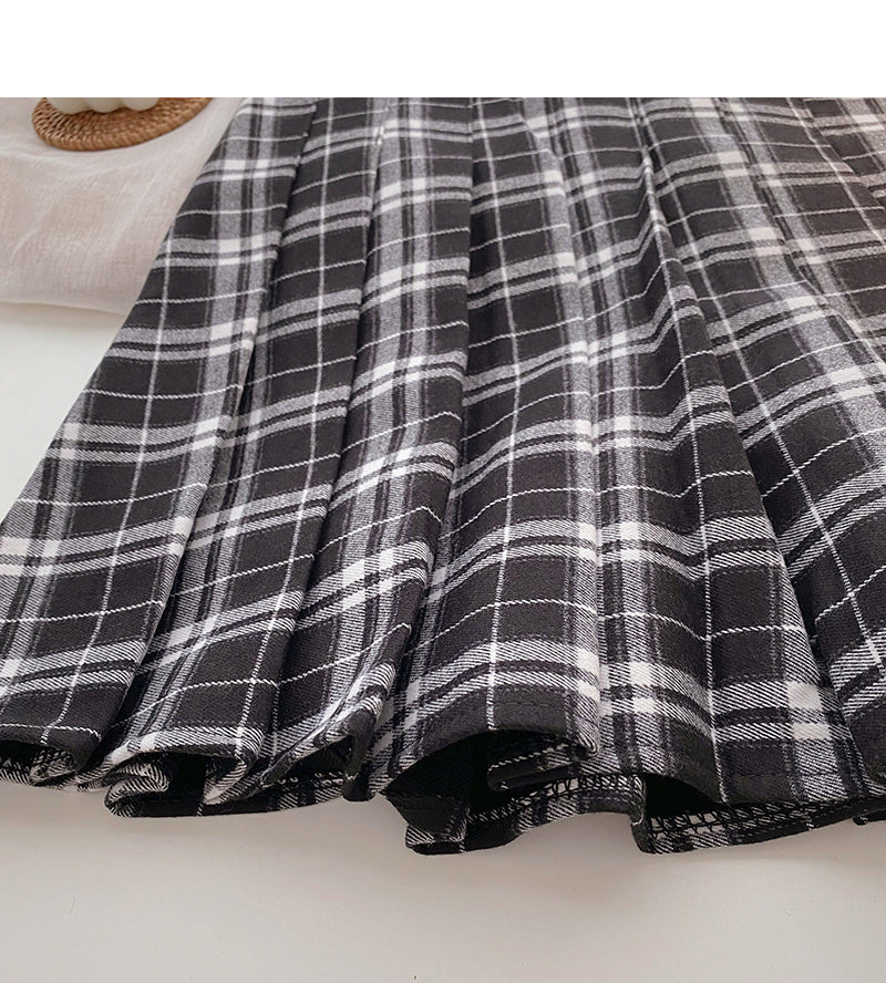 Japanese retro age reducing Plaid high waist pleated skirt 5426