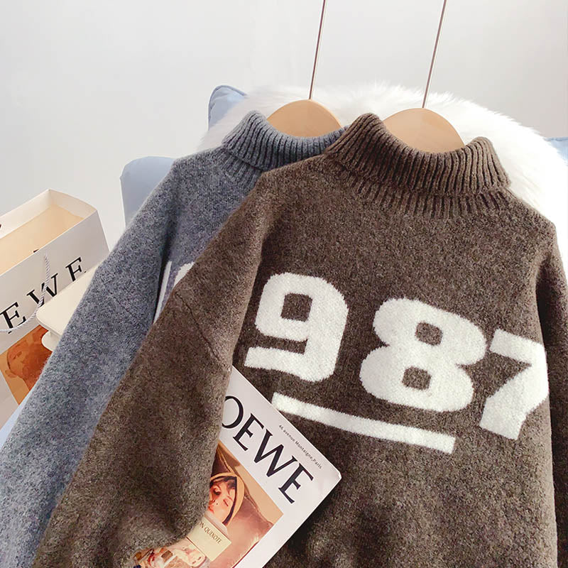 Lässiger Wind- und Fremdstil-Pullover mit gealtertem Saum 5155