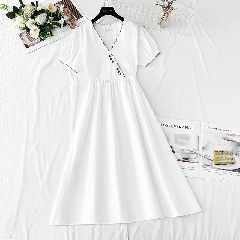 New tea break waist Cotton Linen Skirt long A-line skirt 4253