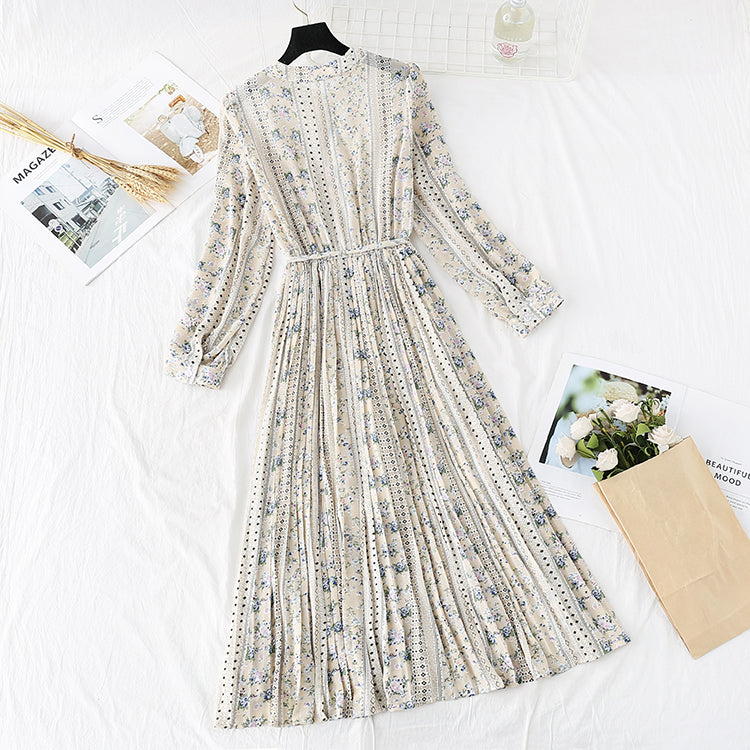 French retro floral fairy super xiansen bottomed skirt medium length 3800