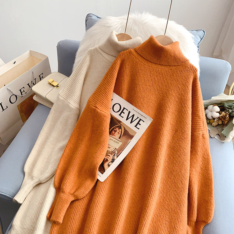 The new high neck knitted sweater is loose and lazy 5218