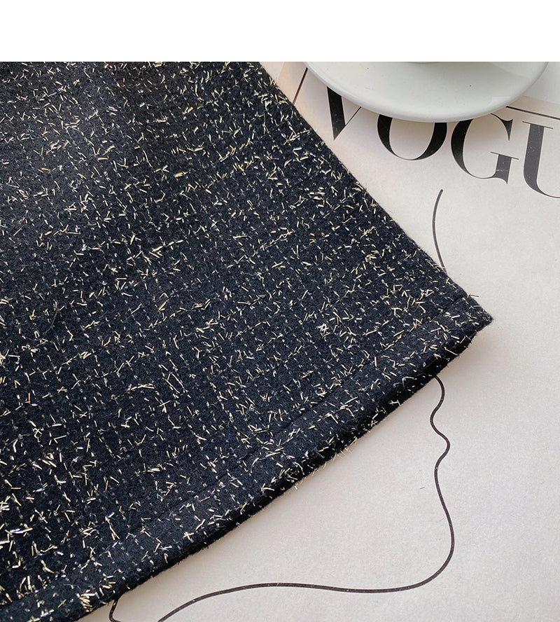 Exotic gold silk tweed A-shaped high waist skirt 5472