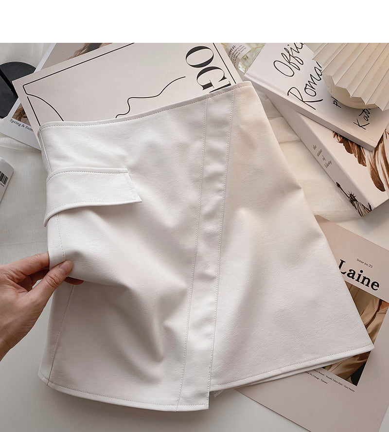 Korean style port style design PU Leather High Waist Hip Wrap Skirt 5423