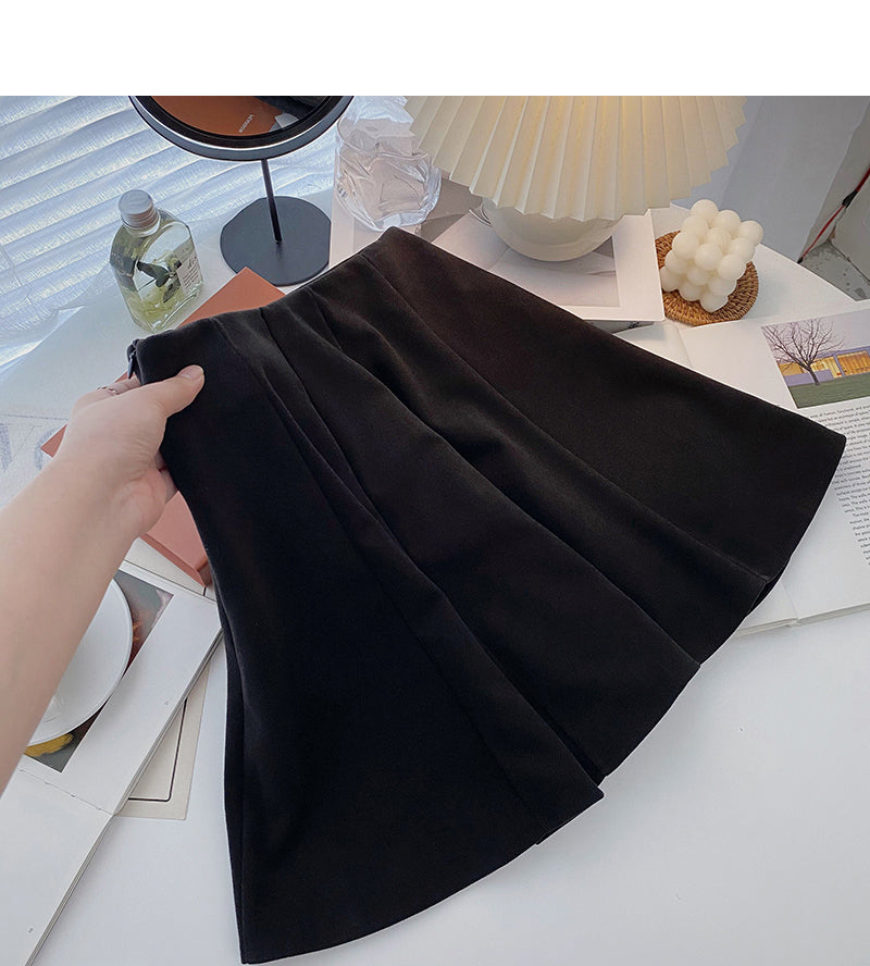 New Korean fashion temperament lazy leisure a-word high waist skirt 5432