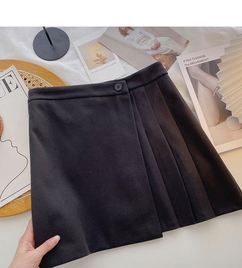 Slim high waist pleated skirt to prevent light loss 5470
