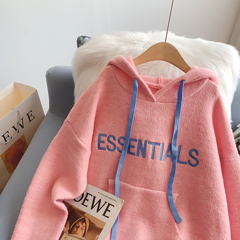 Lazy Letter bestickter Hoodie-Pullover 5158