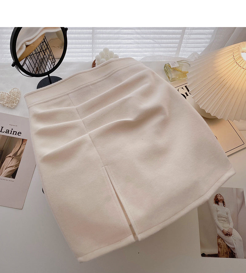 Fashion pleated hips show thin high waist skirt 5493