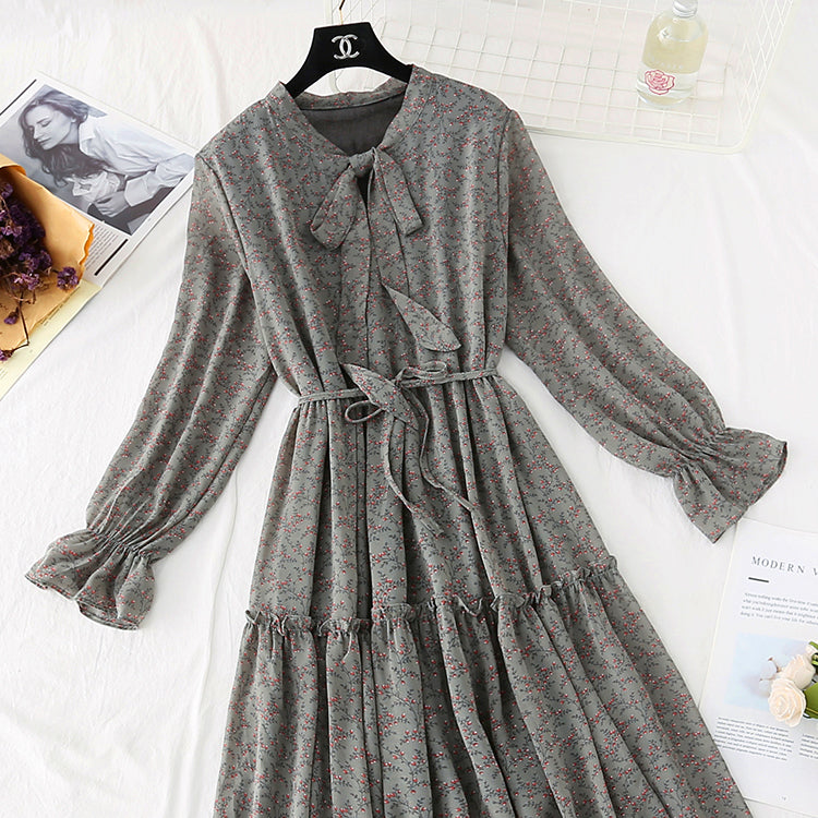 Loose floral French retro skirt fairy super fairy series 4020