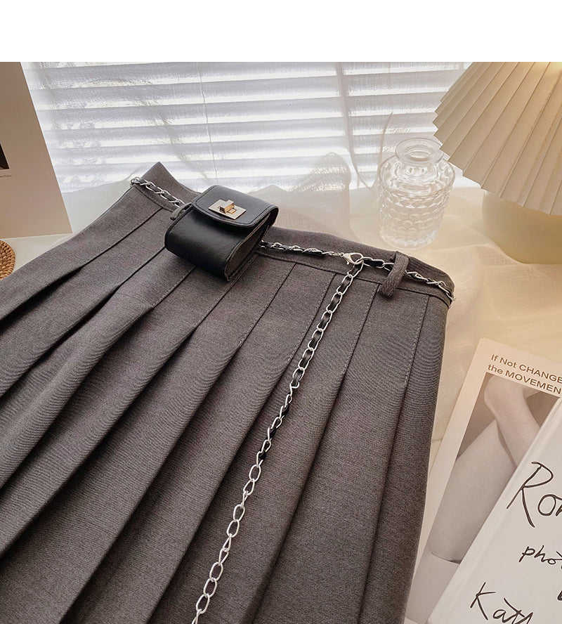 Pleated high waist fashion A-line skirt for women 5298