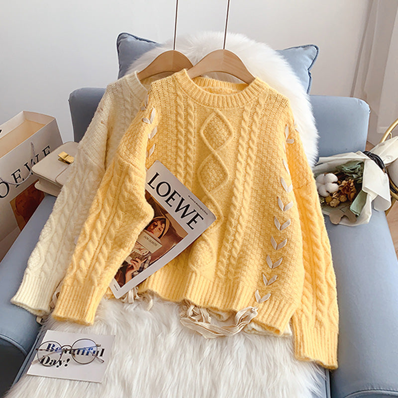 Design sense: the minority wears a twist knit top 5034