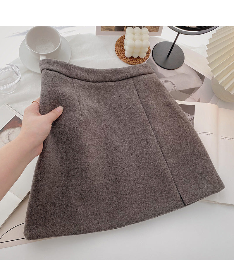 Korean fashion design, slim woolen skirt 5478