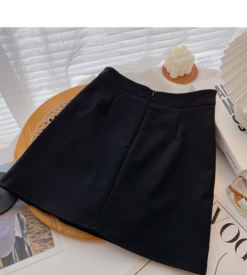 Korean versatile age reducing black high waist pleated skirt 5539