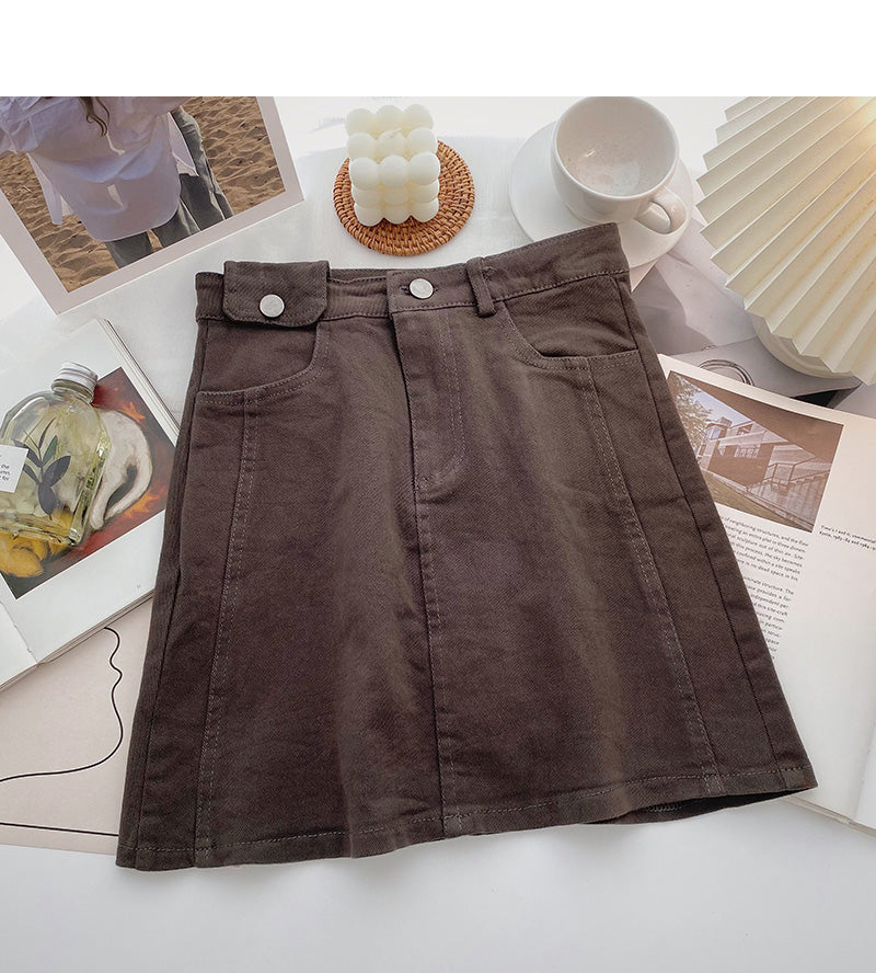 Fashion Hong Kong style leisure Retro High Waist Skirt 5487