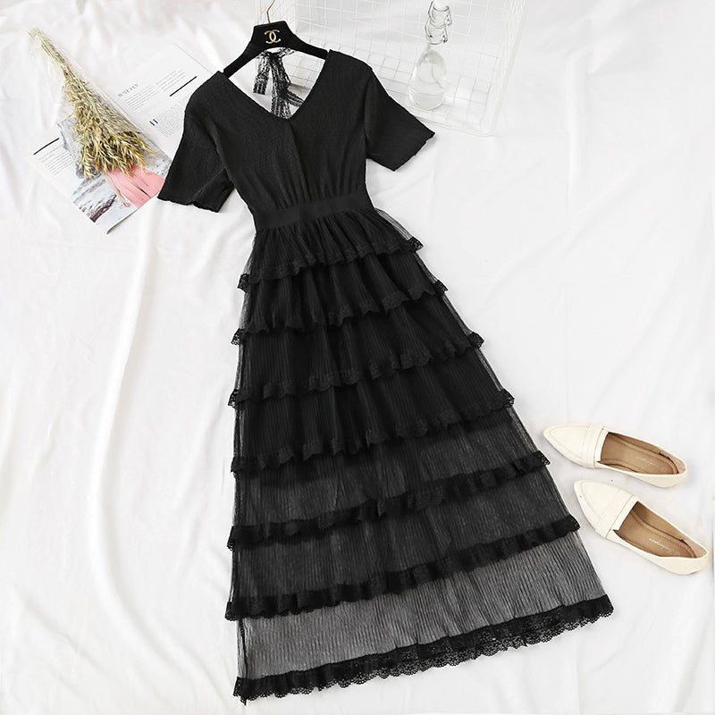 Robe en gaze de dentelle de gâteau populaire 4327