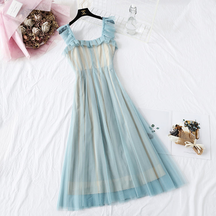 Super fairy sweet wisdom smoked skirt French Platycodon grandiflorum long skirt 4107