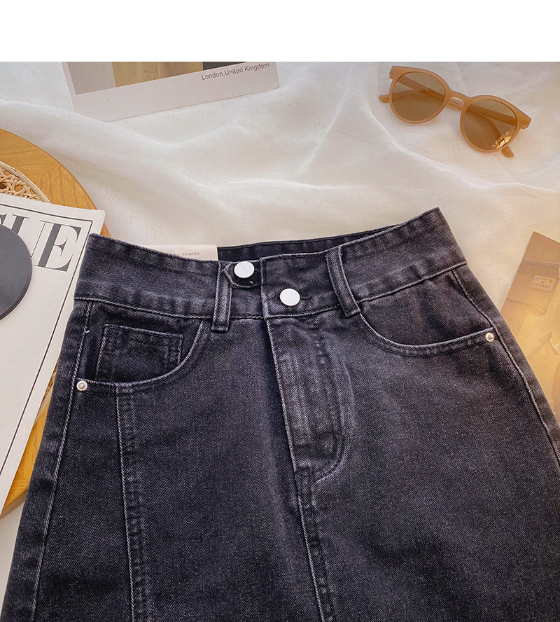 New Korean version of Hong Kong Style versatile slim split high waist skirt 5403