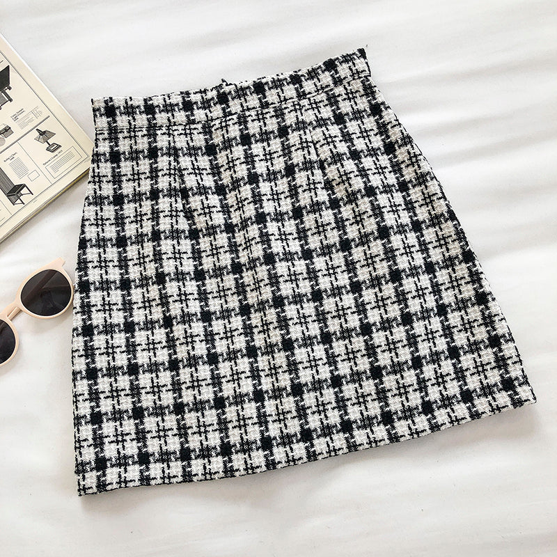 Jupe à carreaux douce, jupe trapèze rétro, slim et anti-lumière 5308