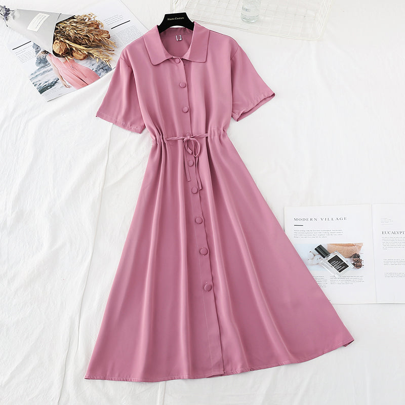 Light mature wind and snow spun dress is slim at the waist 4685