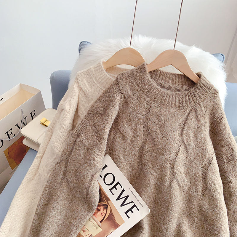 Twist-Pullover Koreanisches Lazy-Design-Pulloveroberteil 4939