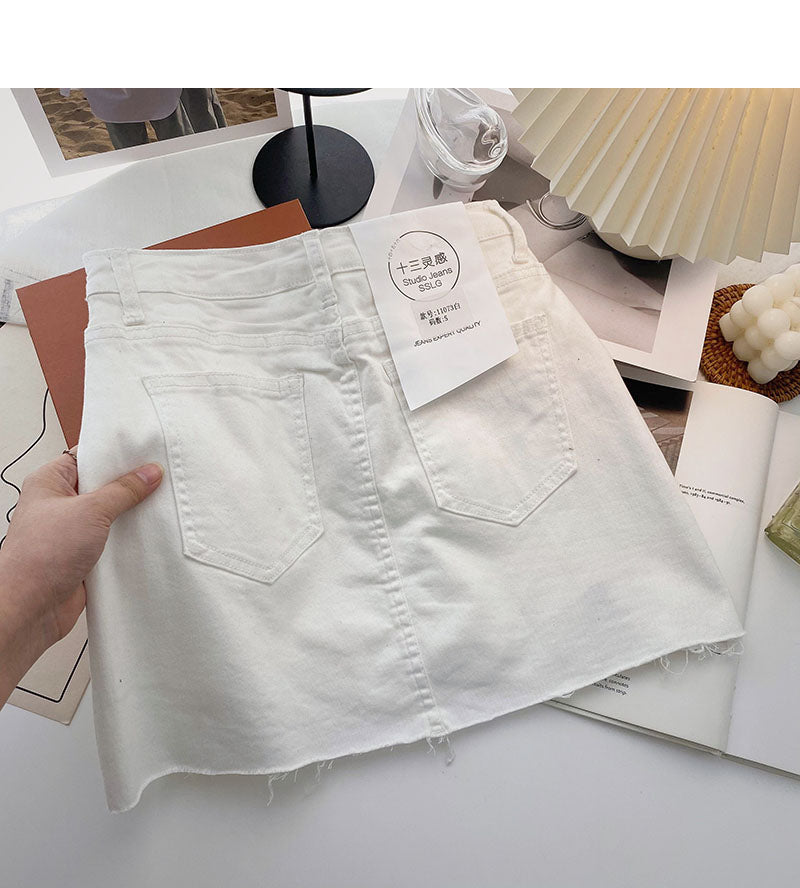 Korean fashion personalized zipper design high waist skirt 5436