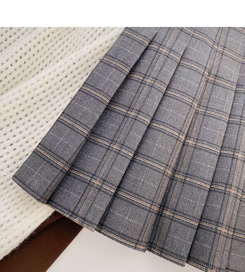 Slim and slim design lattice high waist A-line skirt 5485