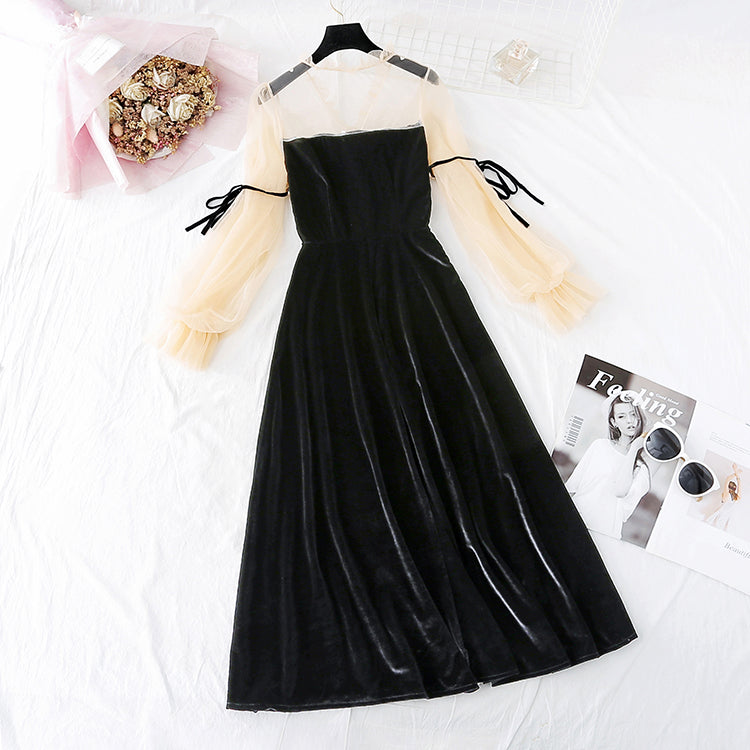 Jupe en velours doré surpiqué en maille vintage série fée super fée 4034